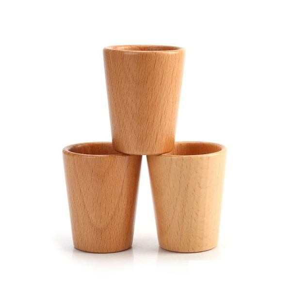 Weingläser Holzglas Japanische Sake-Tassen Becher Einfache Buche Haushalt Teetasse Kreative DIY Geschenk Drop Lieferung Hausgarten Küche Dhbpc