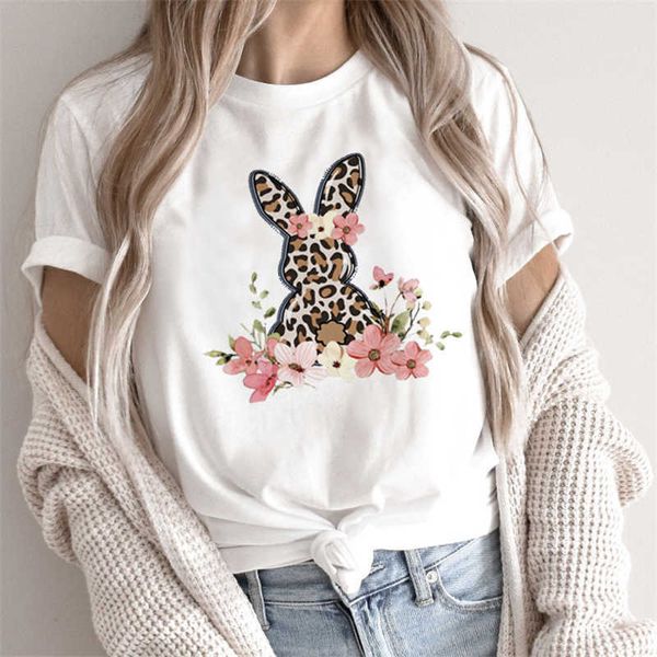 T-Shirt 90er Jahre Mädchen Niedlicher Hase Cartoon Lustig Bedruckt O-Ausschnitt Kurzarm Sommer Harajuku T-Shirt Damen P230523