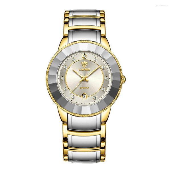 Relógios de pulso SKMEI Business Mens Relógios Estilo Luxo Relógio Homens Ouro Aço Inoxidável Strap Quartz Relógio Relogio Masculino