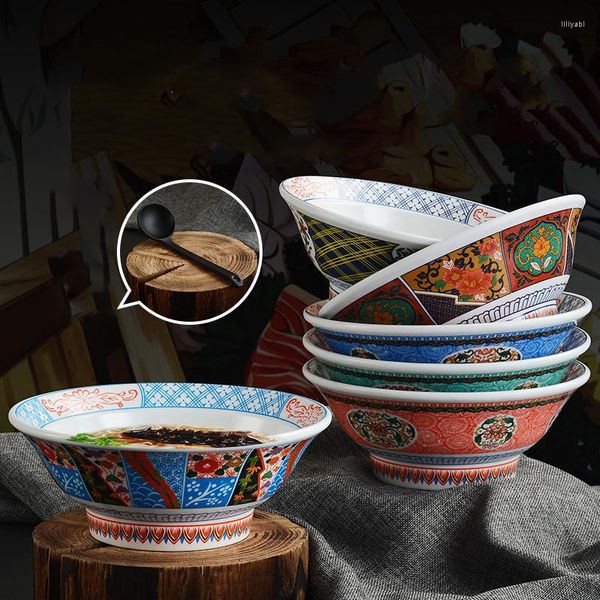 Tigelas Bowlle Bowl Restaurante japonês Comercial Melamine Dinnerware Round Sopa Lare Sushi Shop Shop Salada Salada Exibição