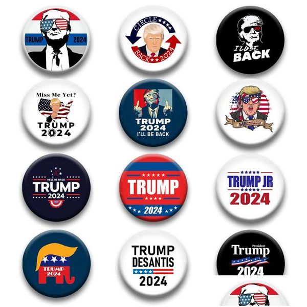 Favore di partito 2024 Trump Election Badge Us Elezioni americane Spilla Regalo creativo 12 Stili Drop Delivery Home Garden Festive Supplies Dharc