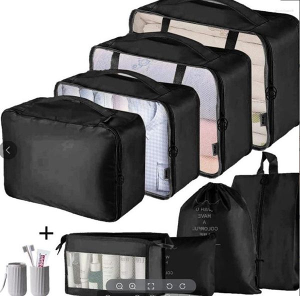 Borse portaoggetti Set di borse da viaggio 9PC per vestiti Tidy Organizer Guardaroba Valigia Custodia Scarpe Cubo di imballaggio