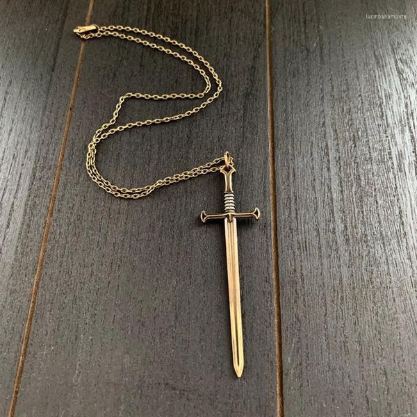 Collane con ciondolo Collana con spada Highlander Bronze Charm Katana Brass Fantasy Jewelry Excalibur Blade Slay Fashion Uomo Donna Regalo Gotico