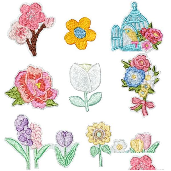 Ferramentas de noções de costura Apliques de flor Apliques 8 Padrões Decorativos Bordados para Craft Diy Roupas Vestido Hat Drop De Dhkal