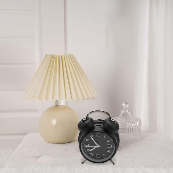 Relógios de parede 4 polegadas Twin Bell Alarm Clock Metal Frame 3D com tabela de mesa de luz de luz de fundo para o escritório em casa preto