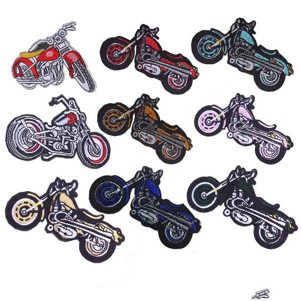 Nozioni di cucito Strumenti Iron On Motociclette ricamate per abbigliamento Appli To Badge Emblem Applique Accessori fai da te Giacca Clot Dh17Q