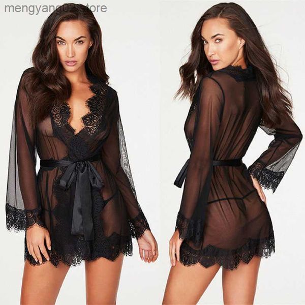 Mulheres para dormir feminino Mulheres sexy lingerie transparente no dia mini vestido de renda de renda de encerramento frontal floral