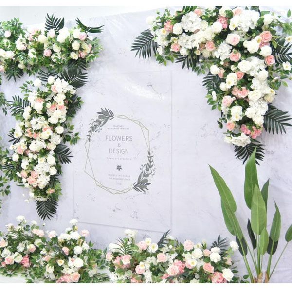 Fiori decorativi fai da te personalizzato matrimonio artificiale fiore parete sfondo disposizione forniture seta rosa peonia fila finta decorazione per arco