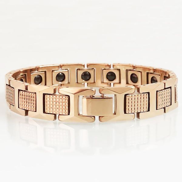 Bracciale rigido in tengsteno placcato oro rosa Bracciale uomo sanitario Germanio magnetico Homme polso a portata di mano Catena da donna Gioielli placcati oro Regali