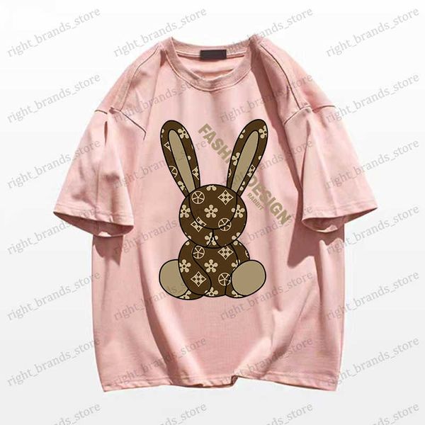 Camisetas masculinas adorável coelho de coelho camiseta de algodo