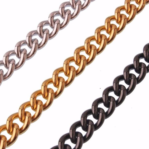 Correntes largura de alta qualidade de 9 mm de colar de aço inoxidável cor de aço prateado cor de ouro preto cubano homens curb link vários tamanhos