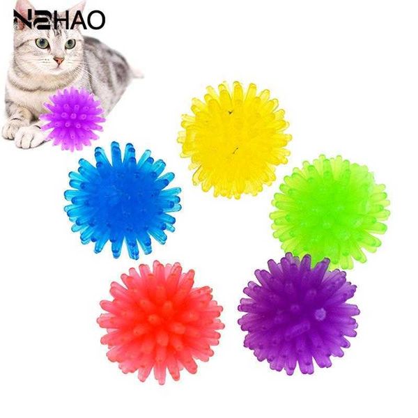 10pcs Toys de gatos engraçados Hedgehog Ball Toys Cat Creative colorido estriado bola plástica gato interativo gato macio gato brinquedo de animais de estimação G230520