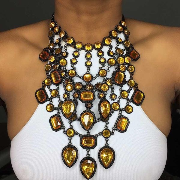 Collane Bohémien Luxury Crystal Maxi Dichiarazione Big Choker Neckace Pendants Gioielli Vitnage Etnica Multicolore Indian Collana per donne