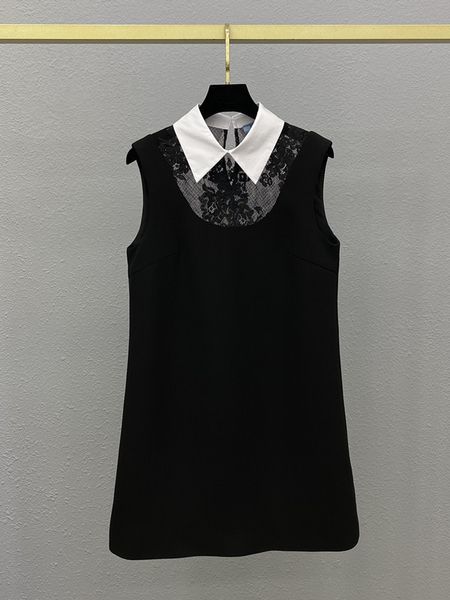 Vestido de estilo novo de alta qualidade Sensação Novo vestido de colete de renda em preto e branco