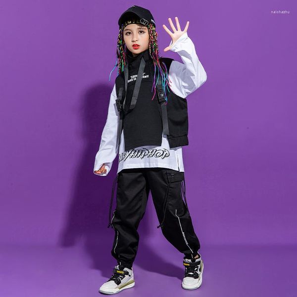 Bühnenkleidung Kinder Konzert Kpop Hip Hop Kleidung Sweatshirt Jacke Weste Top Streetwear Cargohose für Mädchen Junge Ballsaal Jazz Dance Kostüm
