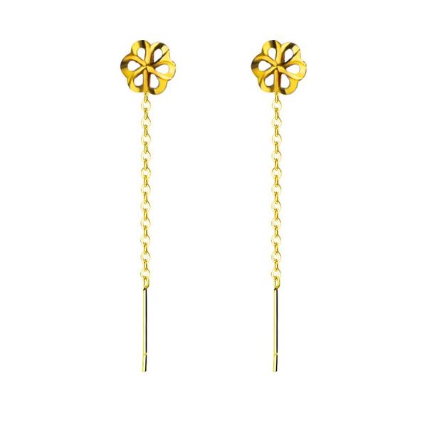 Серьги-капли из натурального золота 18 карат AU750 с узлом «Нимфа», простой дизайн с цветком сливы для женщин, серьги с кисточками, ювелирные украшения 2020, E527