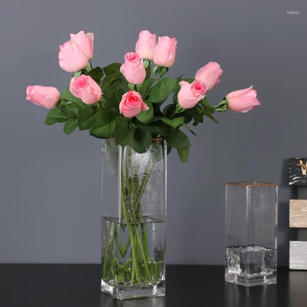 Dekorative Blumen, 2 Stück/Packung, verschiedene Farben, Nachahmung kleiner Rosenknospen, Heim-/Hochzeitsdekoration, künstlicher DIY-fertiger Blumenstrauß