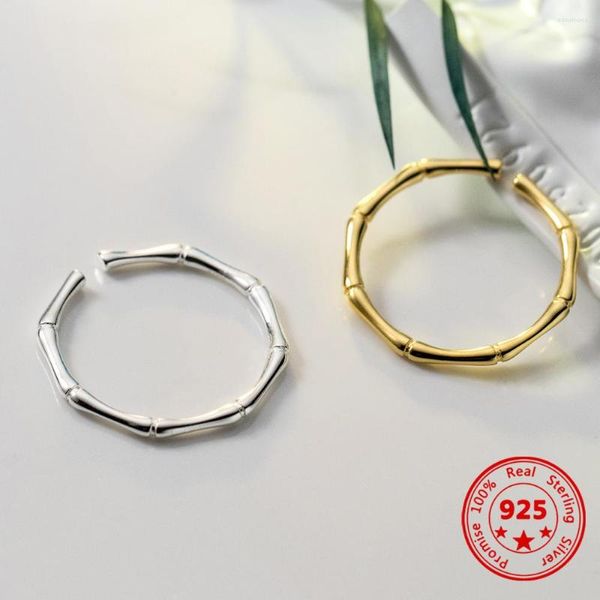 Кластерные кольца 925 Стерлинговое серебряное кольцо национальное стиль бамбук нежно, открывает свадьбу женского обручения Высокие роскошные украшения