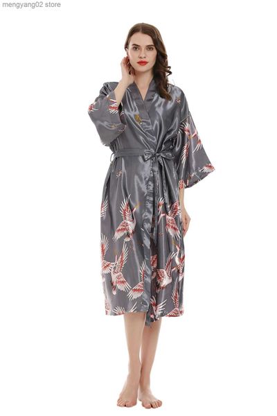 Mulheres de sono feminino Sexy Mulheres longas com noiva de bolso no noiva Vestido de dama de noiva Rayon Kimono Bathrobe Grande Tamanho S-xxxl Vestido noturno T230523