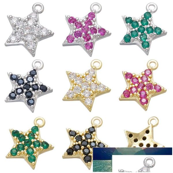 Charms Zhukou Gold/Sier Color Cz Crystal Star Серьги маленькая подвеска для ювелирных изделий аксессуаров поставляется оптом VD837 Dhgarden Dhacn