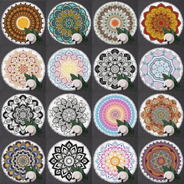 Bohemian Mandala Plajı Havlu Goblen Plajı Büyük Yuvarlak Plaj Havlusu Piknik Battaniye Mat Havuz Goblen Dekorasyonu Yoga Mat 150cm Dia