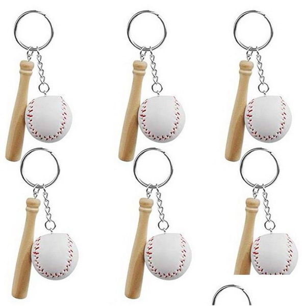 Schlüsselanhänger Lanyards Mini Baseball Schlüsselanhänger Anhänger Kreativer kleiner Holzstab Schlüsselanhänger Lage Dekoration Handwerk Schlüsselanhänger Drop Delive Dhul3