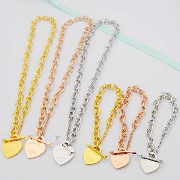 3 cores colares de luxo de latão pêssego fruw fivela grossa pulseiras grossas conjuntos de designers femininos