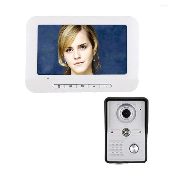 Videocitofoni Citofono da 7 pollici. Il kit videocamera HD con campanello cablato supporta lo sblocco. Sorveglianza. Interfono bidirezionale. Visione notturna IR-CUT