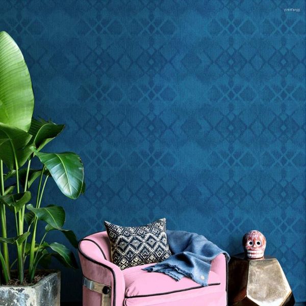 Tapeten 3D Geometrische Tapete Blaue Wandpapier Modernes Design Streifen Dreiecke Muster Schlafzimmer Wohnzimmer Wohnkultur Ktv El Aufkleber