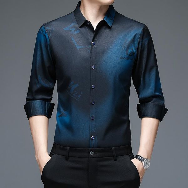 Felpe con cappuccio da uomo Felpe a manica lunga da uomo Slim Young Formal Custom Fit Fashion Camicia floreale Spring Autumn Letter Print Camicie.