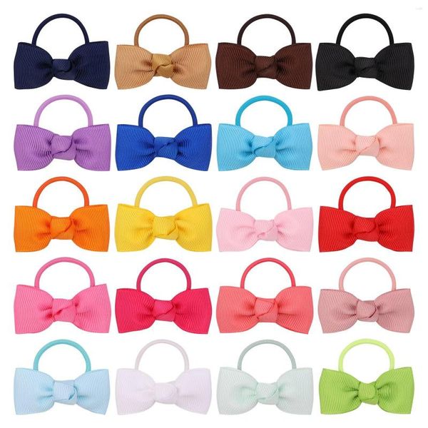 Saç Aksesuarları 20 Molors/Lot Girls Bows 2.08inch Bowknot Elastik Bantlar Çocuk halat kravat at kuyruğu tutucu