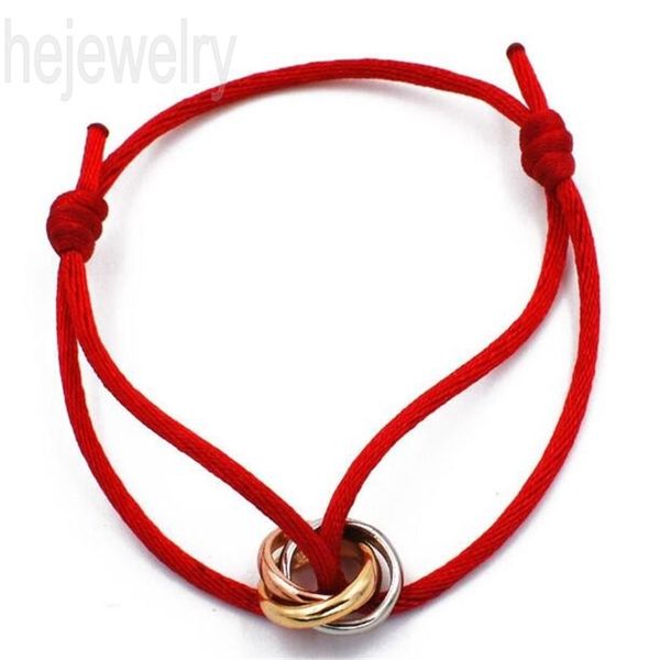 Mulheres corda vermelha bracelete Trinity Men color Bracelet Diy Bated Gold Ring Jewellery Metal Europa Europa Peças de pulseira de pulso encantadoras versáteis f23