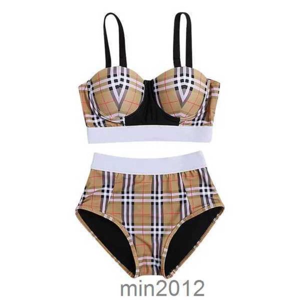 Costumi da bagno per bambini Summer Stripe Thread Head Check Pattern Costume da bagno per ragazza Set Moda Abiti comodi Bikini