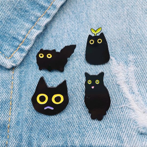 Kreative Schwarz Tier Katze Emaille Brosche Dark Kätzchen Avatar Gras Legierung Pins Abzeichen Persönlichkeit Kleidung Zubehör Punk Schmuck