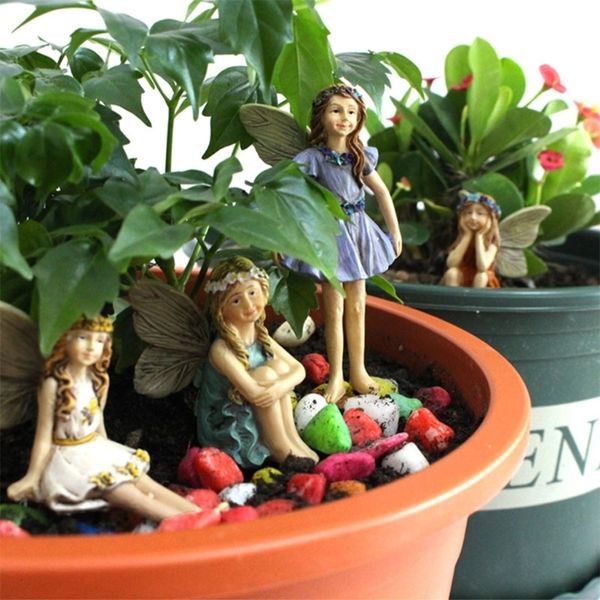 Objetos decorativos Figuras do jardim de fadas - 6pcs fadas em miniatura figuras acessórios para decoração ao ar livre 667a 230523