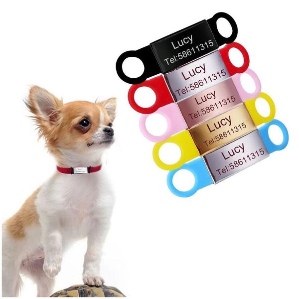 Dog Tag Id Card Personalizzato Sile Pet Id Fai da te Inciso in acciaio inossidabile Collare Accessori moda Drop Delivery Home Garden Suppli Dhiwp