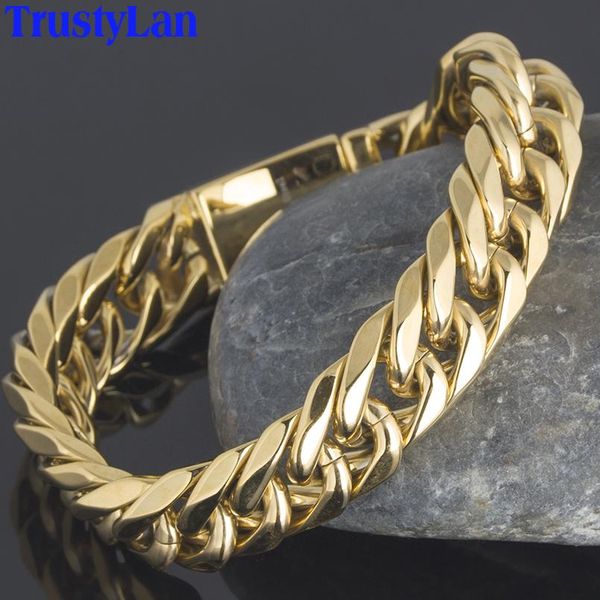 Chokers Luxury Gold Lated Crown Link Chain Bracelet Man Bracelet Maimi кубинская цепь мужские браслеты для мужчин индийские ювелирные подарки