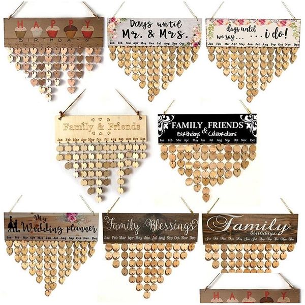 Party Dekoration Holz Kalender Auflistung Geburtstag Home Anhänger Kreative Herzförmige Quaste Schmuck Valentinstag Geschenk Drop Liefern Dhw8A