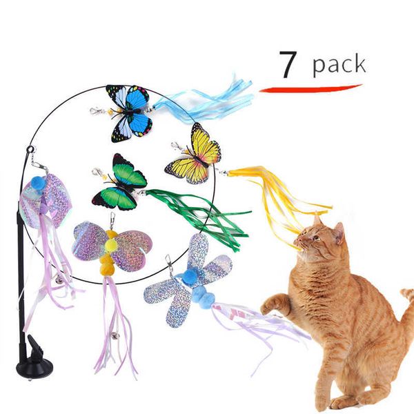 Giocattoli Simulazione Cat Bird Interactive Cat Stick Toy con ventosa Divertente Feather Bird per Kitten Play Chase Exercise Cat Toys Forniture G230520