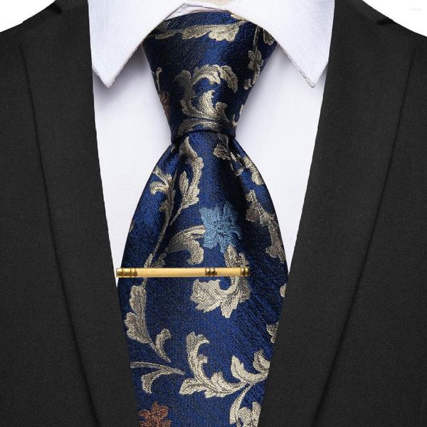 Fliegen Klassische Herren Seide Luxus Krawatte Blau Paisley Krawatte Für Mann Kragen Clip Set Elegante Männer Dekor Hochzeit Party Büro Freies Schiff