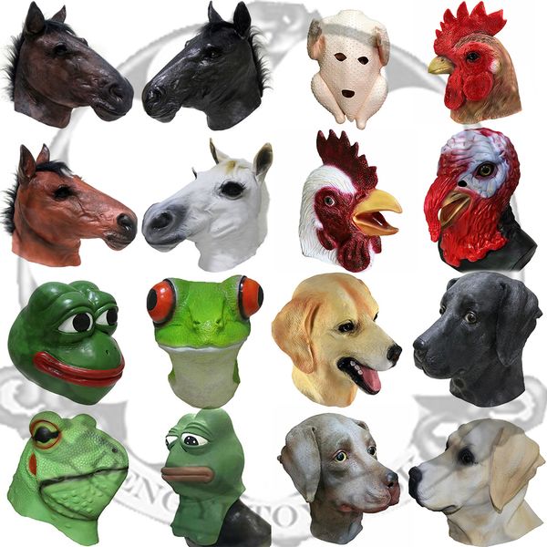 Maschere per feste Maschera divertente per animali Maschera per unicorno di cavallo Tacchino Rana di pollo Maschere per cani Costume per feste Festa in lattice Maschera per testa di animale Puntelli per copricapo 230523