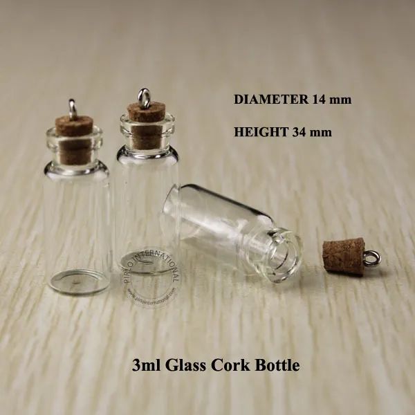 3 ml mini garrafas de vidro pequenas frascos de frascos com rolhas de rolhas decorativas garrafa de tubo de teste com cortiça para pingentes mini 50pcs por atacado