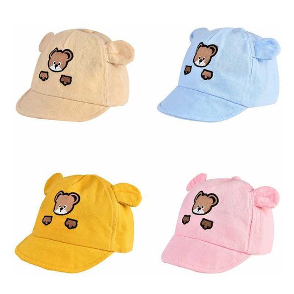 Шляпы кепков детские бейсбольные мальчики девочки мультфильм медведь детское солнцезащитное солнце