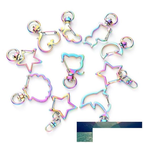 Keychains Bedanyards 10pcs Rainbow Metal Snap Hook Lobster Cabine