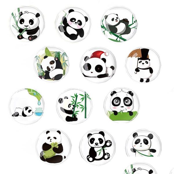 Ímãs de geladeira criativa Crystal Glass Cartoon Panda Stick Stick Home Drop Drop Delivery Garden Dhsmt