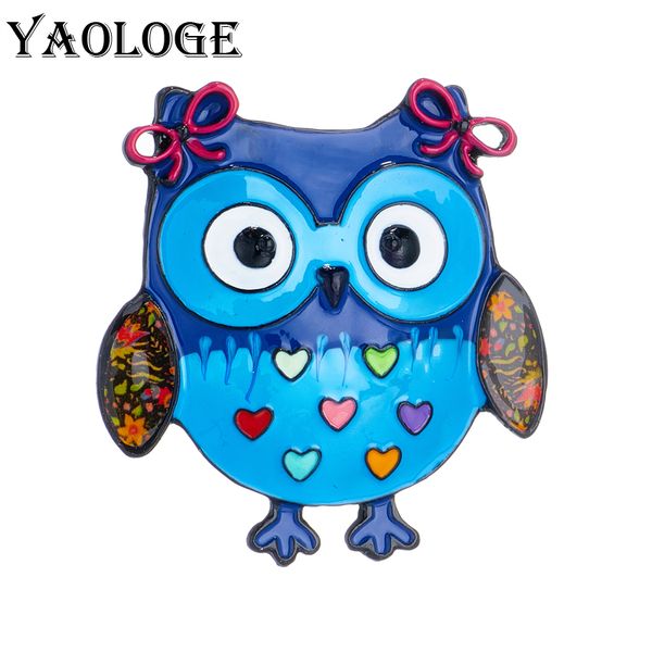 Yaologe adorável coruja de esmalte colorido broches para mulheres crianças desenho animado criativo Animal Bird Badge Casual Office Broche Pins Gifts