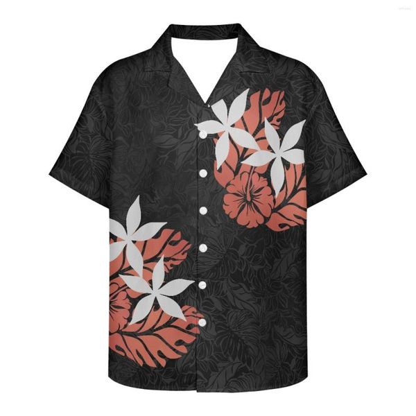 Herren-Freizeithemden, polynesisches Stammes-Pohnpei-Totem-Tattoo-Druck, Sommer-Hawaii-Hemd für Herren, Strandkleidung, modisch, kurzärmelig, Urlaub