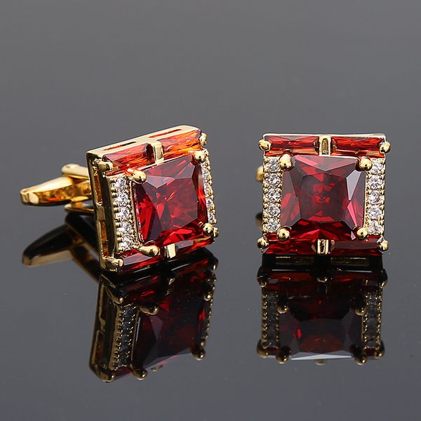 Cufflinks masculinos luxuosos short squinestones de zircão de cristal link de link de ponta de ponta de ponta de ponta de ponta francesa Botões de terno acessórios de casamento