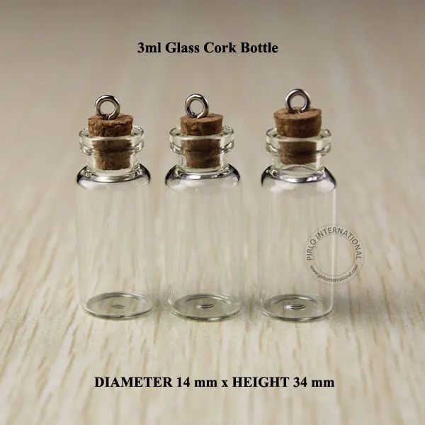 3 ml mini garrafas de vidro pequenas frascos de frascos com rolhas garrafa decorativa de tubo de teste de vidro com cortiça para pingentes mini 50pcs