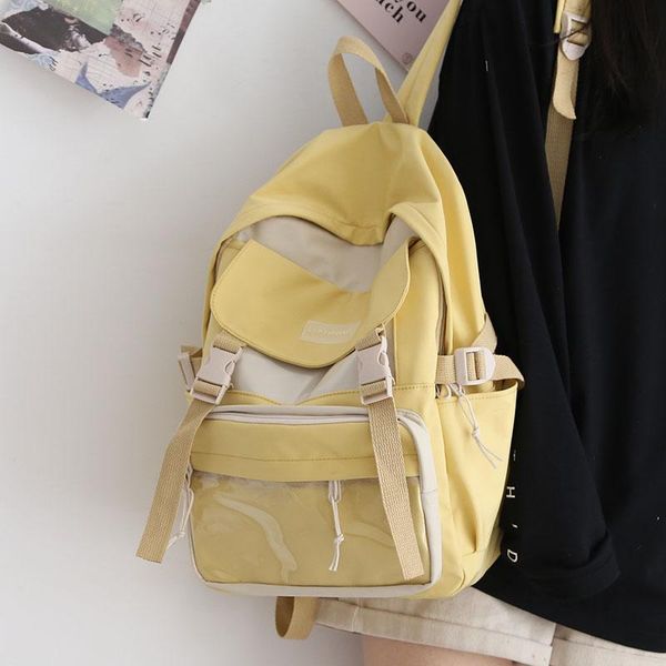 Rucksack Weiblich Tooling Gelb Für Frauen 2023 Getäfelten Schultaschen Wasserdichte Laptop Reise Rucksäcke Damen Bookbags